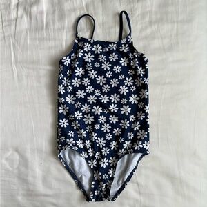 H&M Dark Blue Kids Swimsuit with White Floral Design